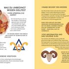 "Was du unbedingt wissen solltest" und "Mars regiert den Widder" beschreiben Eigenschaften des Widder-Sternzeichens. Links ein Widderbild.