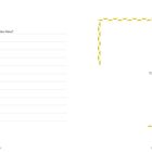 Welche besonderen Erinnerungen hast du an deine Mama? Textzeilen links, gelbe Eckmuster, Platz für Foto rechts.