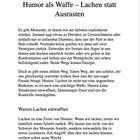 Kapitel "7: Humor als Waffe – Lachen statt Ausrasten". Es beschreibt, wie Lachen Konflikte entschärfen kann.