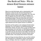 Kapitel 6: Das Recht auf Nein – Wie du deinem Kind Grenzen zutrauen kannst. Text über Kinderrechte und Selbstbestimmung.