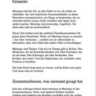 Teil III behandelt Meetings als "Bühne des Grauens", beschreibt Rollen darin und die Kunst des unbeschadeten Überstehens.