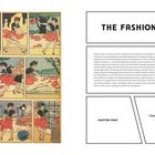 "THE FASHIONISTA"  
Comic-Panel: Frau wirft Sachen, kämpft mit Wind.  
Zitat: „Fashion is instant language.“ — Miuccia Prada