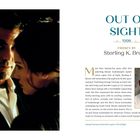 "OUT OF SIGHT 1998 CHOSEN BY Sterling K. Brown" Text links mit Bild eines Mannes und einer Frau in einer Nahaufnahme. Rechts Textpassage und Porträtfoto eines lächelnden Mannes.