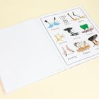 "Types of Bird Feet": Zeichnungen von Vogelbeinen für Schwimmen, Wadeln, Klettern, etc. auf weißem Blatt neben leerer Seite.