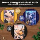 „Sammel die Empyrean-Reihe als Puzzle. Offiziell lizenziertes Rebecca-Yarros-Produkt.“ Drei Puzzleboxen mit Drachen.