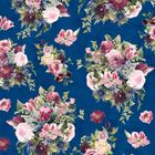 Illustration: Bunte Blumensträuße mit Rosen, Tulpen und Blättern auf dunkelblauem Hintergrund.