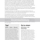 "Oase im Herzen Bremens", gefolgt von Absätzen über die Bremer Wallanlagen und die historische Mühle am Wall. Tipp-Rubrik: Sehen – Hören – Staunen.