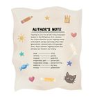 „Author's Note“ und Liste mit Tagalog-Wörtern: anak, chismis, inaanak, magandáng gabi, magandáng umaga, mahal ko, ninang. Weitere bunte Symbole wie ein Stern, Herz, Krone, Katze, Stift und Sonne umgeben den Text.