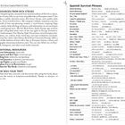 "RESOURCES FROM RICK STEVES" und "Spanish Survival Phrases" stehen oben. Rechts gibt es eine Tabelle mit Übersetzungen.