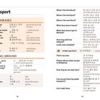 Texte: „Transport“, „Key Phrases“, „Getting Around“, „Is this seat free?“ Tabellen mit englischen und koreanischen Sätzen.