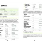 "Time & Dates" und "KEY PHRASES" sind hervorgehoben. Die Seiten erklären Zeit- und Datumsbegriffe auf Englisch und Chinesisch.