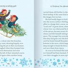 WINTER WONDERLAND, A Christmas Tree Adventure. Zwei fröhliche Kinder rodeln auf einem Tannenbaum im Schnee.