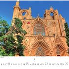 "Mustafa Pasha Moschee in Famagusta." Eine gotische Architektur mit Spitzbögen und reichen Verzierungen, umgeben von Bäumen.