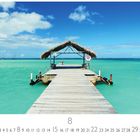 „Tobago Pigeon Point“, „CASARES EDITION“, Kalender mit Holzsteg ins Meer, Strohdach, blaugrünes Wasser.