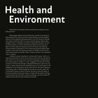 Text: "Health and Environment." Zitat: "We do all we can to keep our own four walls clean..." Text diskutiert Sauberkeit und Umwelt.