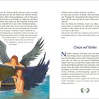 Text neben Illustration: "Chaos auf Ithaka". Illustration zeigt Odysseus am Mast gebunden, Sirenen im Wasser.