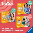 Text „tiptoi, Spiel dich schlau. Für jedes Alter das passende Starter-Set!“ Drei Packungen für verschiedene Altersgruppen.