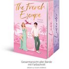 "The French Escape" in geschwungener Schrift, "Sarah Fleury". Illustration: Frau in grünem Kleid, Mann in weißem Hemd.