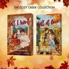 Titel: "DIE COZY CREEK COLLECTION", zwei Buchcover. Erstes Cover: Paar in Küche. Zweites Cover: Paar auf Bank mit Katze.