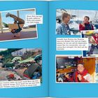 Texte: „Meine Welt steht Kopf...nur nach Leipzig.“ und „Geschafft: Nach Wochen...Dilly-Dally!“. Vier Fotos von Reisen.