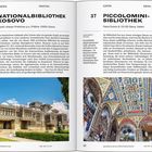 NATIONALBIBLIOTHEK KOSOVO: Beschreibung brutaler Architektur, Plexiglaskuppeln, Tageslicht. Foto: Großer, kubistischer Bau.

PICCOLOMINI-BIBLIOTHEK: Illustrierte Kodizes, farbenprächtige Fresken und Handschriften. Foto: Prächtige, bemalte Decke.