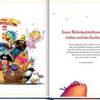 Logo für eine Verlagsseite mit fröhlichen Fantasiewesen, darunter ein Pirat, eine Fee und bunte Monster.