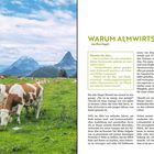 "Warum Almwirtschaft?" großer Titel. Untertitel: Von Alois Kiegerl. Text über Vorteile und Erfahrungen der Almwirtschaft. Links Kühe auf Almwiese.