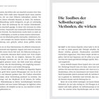 Seite 114: "Der Moment der Wendung." Seite 115: "Die Toolbox der Selbsttherapie: Methoden, die wirken."  
Zwei Textseiten, links unterer Text, rechts Überschrift und laufender Text.