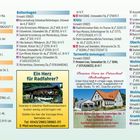 Übernachtungs- und Serviceverzeichnis Harkensee bis Zierow. Enthält Ortsnamen, Telefonnummern, Adressen und Kategorien. Werbung: „Ein Herz für Radfahrer?“ und „Pension Cora im Ostseebad Boltenhagen“.