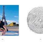 Texte: "PARIS > FRANCE", "2022", "456". Eine Person greift nach einem Gullydeckel mit dem Eiffelturm im Hintergrund.