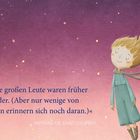 „Alle großen Leute waren früher Kinder. (Aber nur wenige von ihnen erinnern sich noch daran.)“ Illustration eines kleinen Jungen.