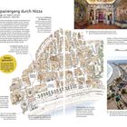 „Spaziergang durch Nizza“, Länge 1 km, Dauer 15 Minuten. Kartenausschnitt der Altstadt mit Sehenswürdigkeiten und Tipps.