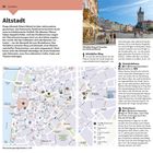 Texte: Altstadt, Altstädter Ring, Gemeindehaus, Pulver­turm. Straßenkarte und Foto mit einem belebten Platz.