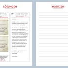 **LÖSUNGEN:** Auf den Alsterwiesen waren wir glücklich.  
**NOTIZEN:** Linien für Notizen.  
Links Brief, Noten, Koordinaten; rechts liniert.