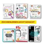 „ZEICHNENLERNEN LEICHT GEMACHT“. Verschiedene Buchcover zum Thema Zeichnen mit Illustrationen und Skizzen.