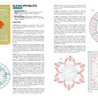 KLEINE SPITZBLÜTE, Schwierigkeitsgrad: ★★, Anleitung, Diagramme mit Häkelmustern, quadratisches Motiv in grün und orange.