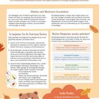 "Liebe Erwachsene, wie schön, dass Sie diesen Bastelblock in den Händen halten..." Illustration mit Herbstblättern und Bär.