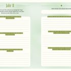 Überschrift: "Jahr II". Fragen zu Selbstreflexion, mit Linien zum Ausfüllen. Florale Illustrationen an den Rändern. Seitenzahlen: 130, 131.