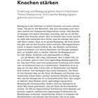 Titel: "Wie Muskeln Ihre Knochen stärken". Inhalt: Ernährung, Bewegung und Osteoporose. Seite 55. Links steht der Titel vertikal.