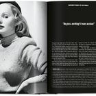 Links Text: "No guts, nothing! I want action!"  
Rechts oben: "GUN CRAZY / DEADLY IS THE FEMALE"  
Schwarz-weißes Porträt einer Frau mit Mütze.