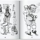 Illustration mit kurvigen Figuren, Texten wie "SEX OBJECT" und Sprechblasen. Comic-Stil, humorvoll und überzeichnet.