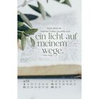 Text: "Dein Wort ist meines Fußes Leuchte und ein Licht auf meinem Wege. Psalm 119,105." Sept. Kalenderblatt mit Pflanze.