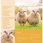 „Hoffnung im Licht“. Irischer Segenswunsch: Sonne, Zuversicht, Regenbogen, Freundschaft. August-Kalender mit zwei Schafen.