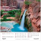 Text: „Du lässt Ströme lebendigen Wassers fließen. nach Johannes 7,38“. August-Kalender, Wasserfall in felsiger Landschaft.