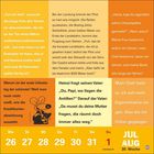 Kalenderblatt mit Datum von Mo 26 bis So 1. Verschiedene humorvolle Texte. Illustration von einem Biber.