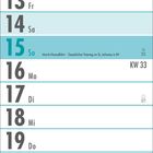 Kalender für August mit Markierungen für Feiertage: 1. August (Nationalfeiertag in CH) und 15. August (Maria Himmelfahrt).
