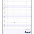 Kalenderblatt für August, mit Notizfeld und Feiertagen. Unten ein blauer Umschlag mit "Zettelwirtschaft".