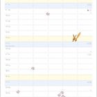 Kalender für August mit einem Indianerzelt, einem Fuchs und dem kleinen Prinzen, der am unteren Rand liegt.