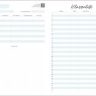 "Klasse", "Klassenliste", "Sitzplan", Tabellenspalten für Wochentage, "Name", "Geb.", "Telefon", "E-Mail". Tabellenstruktur.