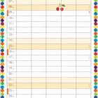 Kalender für August. Tage in Spalten mit Feiertagen. Illustrationen von Obst: Banane, Kirschen, Melone und Orange.